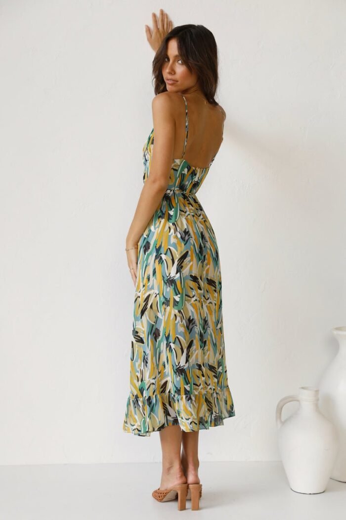 Adela Printed Ruffle Trim Midi Sundress - Image 8
