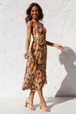 Adela Printed Ruffle Trim Midi Sundress - Image 4