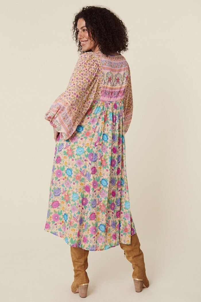 Aditi Splice Print Loose-fit Midi Peasant Dress - Image 2