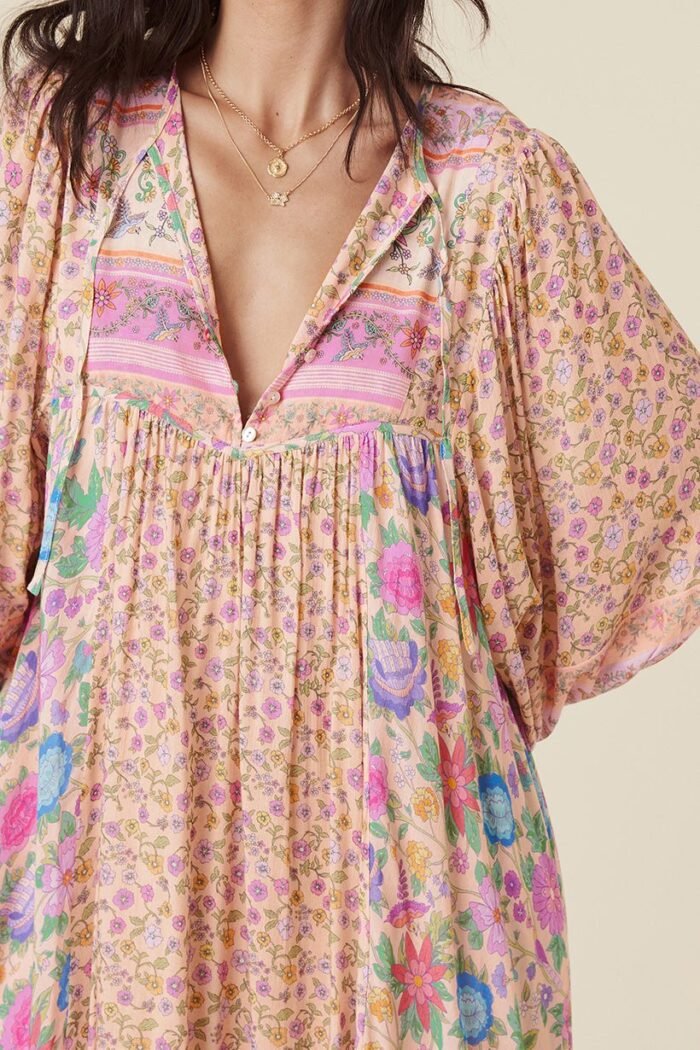 Aditi Splice Print Loose-fit Midi Peasant Dress - Image 7