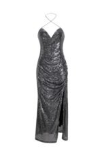 Afra Diamanté Halterneck Midi Sequins Dress - Image 5
