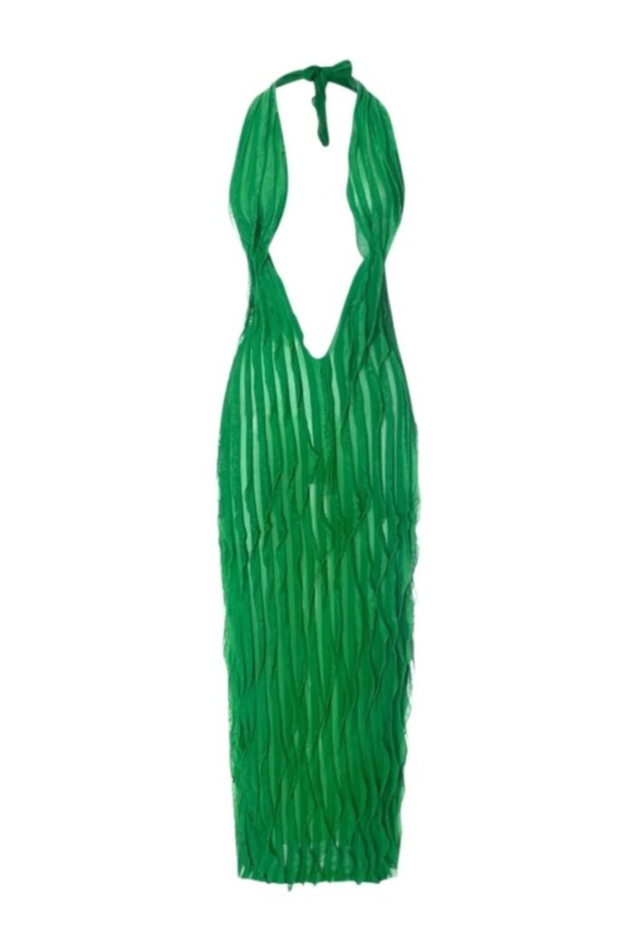 Afra V-neck Chiffon Ruffled Maxi Dress - Image 6
