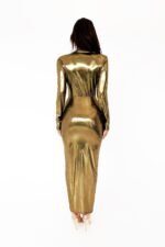 Ailiyah Metallic V-neck Slit Midi Dress - Image 2