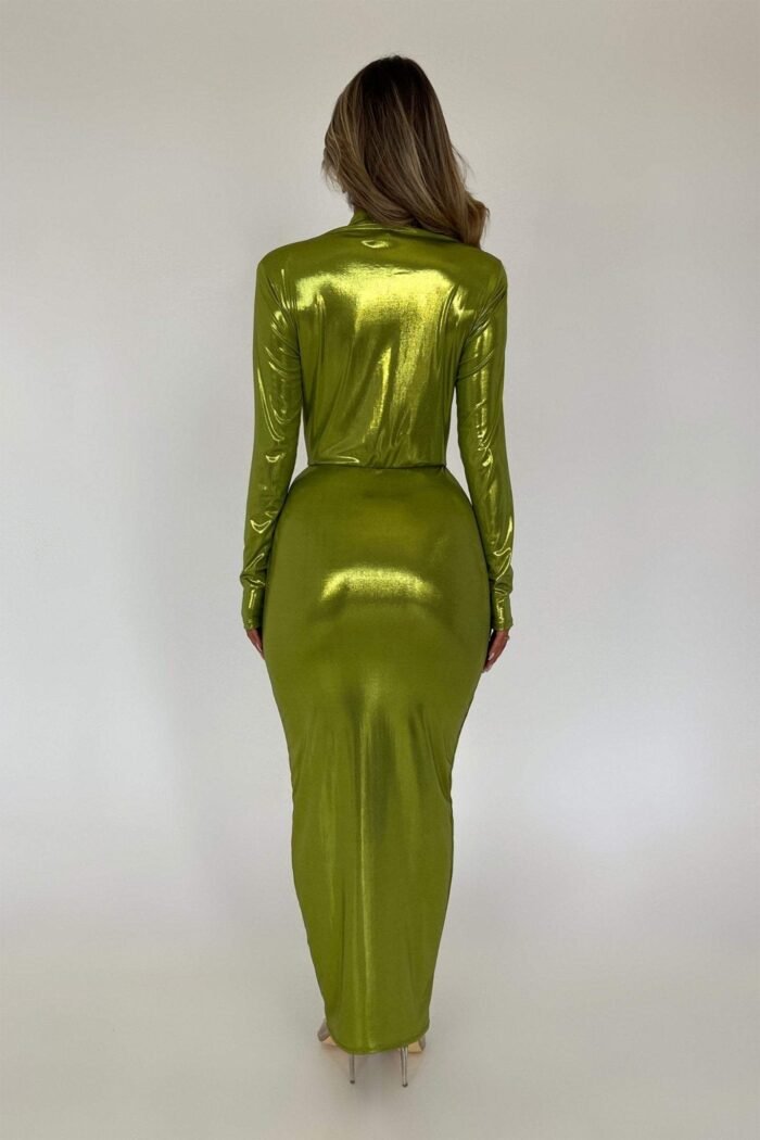 Ailiyah Metallic V-neck Slit Midi Dress - Image 24