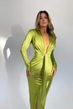 Ailiyah Metallic V-neck Slit Midi Dress - Image 26