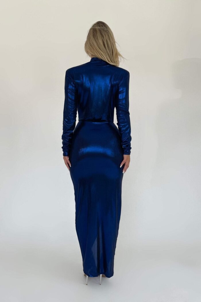 Ailiyah Metallic V-neck Slit Midi Dress - Image 10