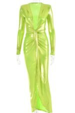 Ailiyah Metallic V-neck Slit Midi Dress - Image 27