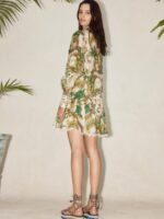 Alani Printed Lace Trim Tiered MIni Shirt Dress - Image 2