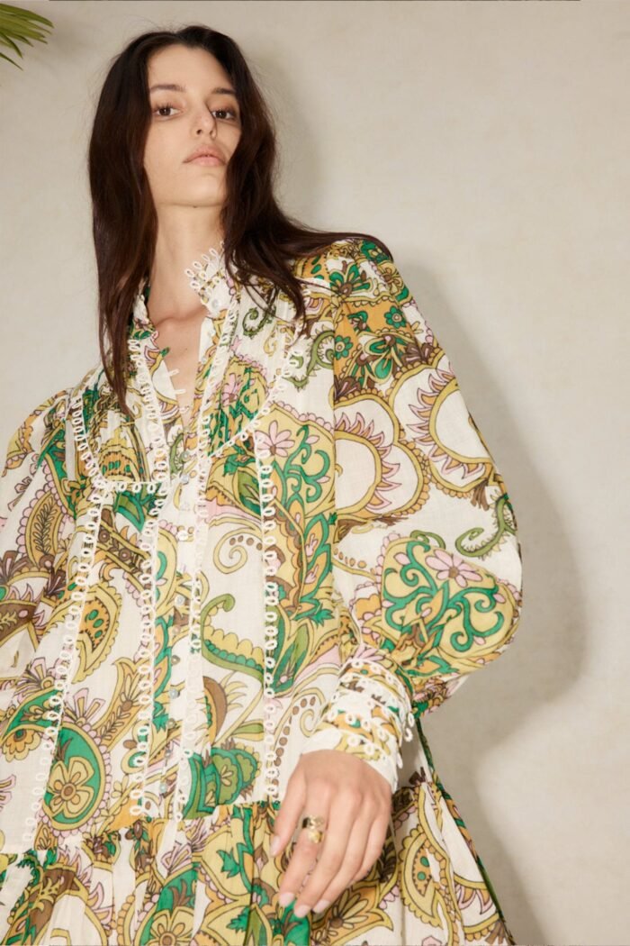 Alani Printed Lace Trim Tiered MIni Shirt Dress - Image 3