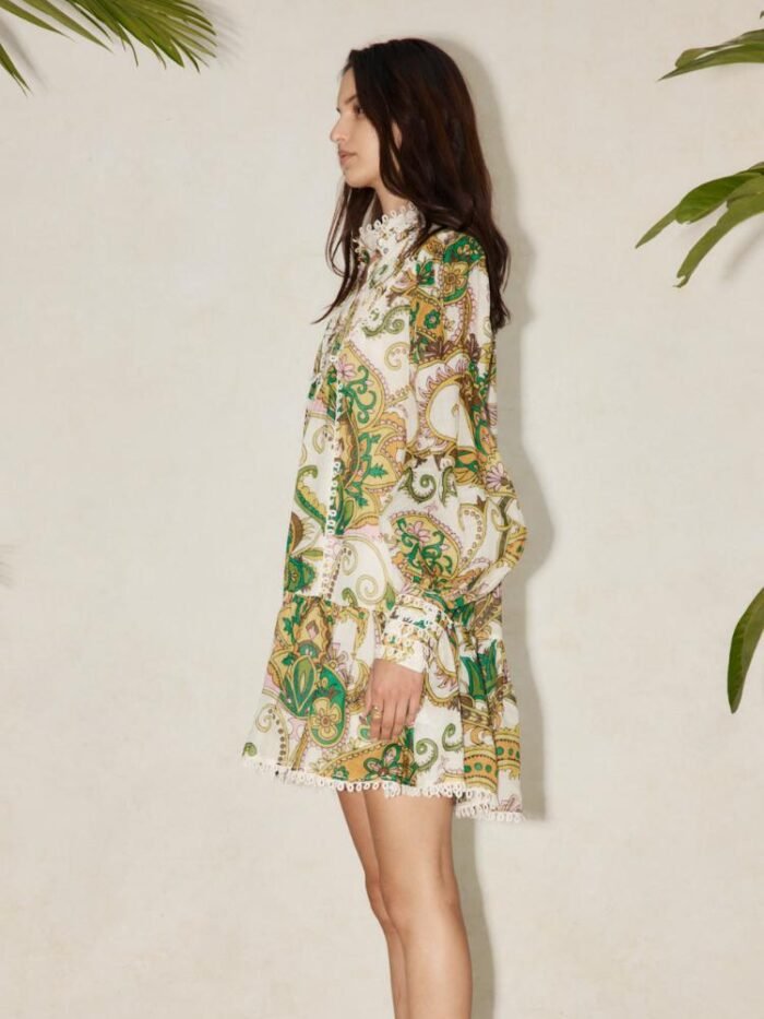 Alani Printed Lace Trim Tiered MIni Shirt Dress - Image 4