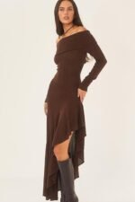 Alisa Off-shoulder Flare Midi Knit Dress - Image 3