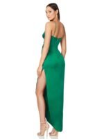 Alva Cross Halter Neck Satin Maxi Dress - Image 2