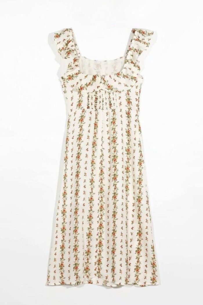 Alyss Printed Ruffle Strap Slit Midi Dress - Image 6