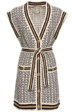 Alyssa Contrast Belted Knitted Vest Cardigan - Image 3