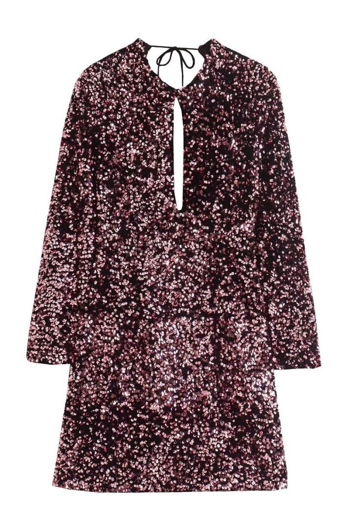 Amanda Velvet Sequin Mini Dress - Image 6