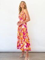 Andrea Printed Shirred Bodice Tiered Maxi Sundress - Image 3