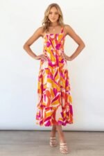 Andrea Printed Shirred Bodice Tiered Maxi Sundress - Image 2