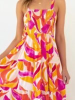 Andrea Printed Shirred Bodice Tiered Maxi Sundress - Image 5