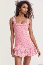 Angelo Printed Shirred Strap Mini Dress
