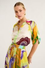 Anna Printed Satin Blouse Set - Image 3