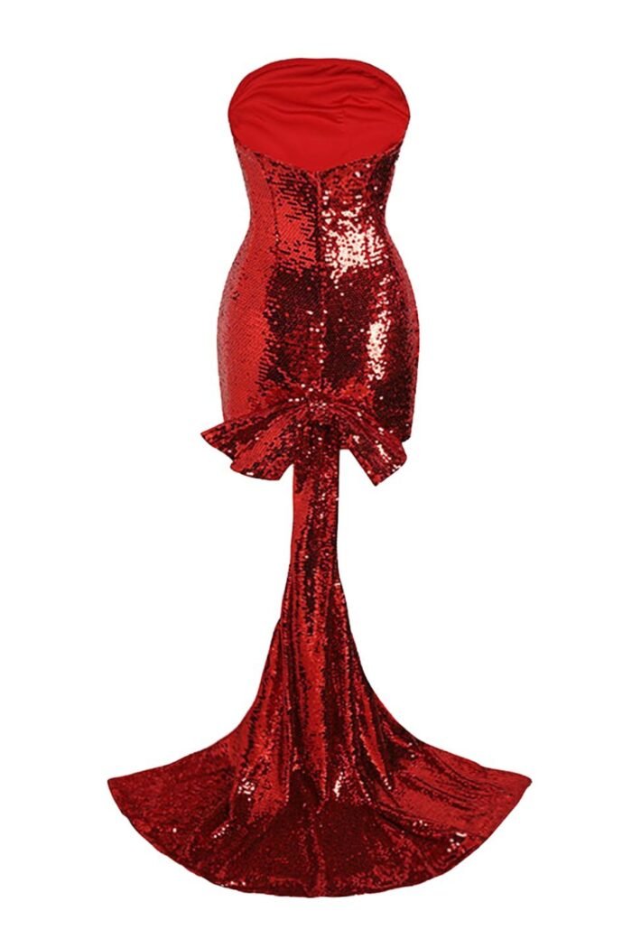 Antonia Bow-tie Draped Sequins Mini Dress - Image 5