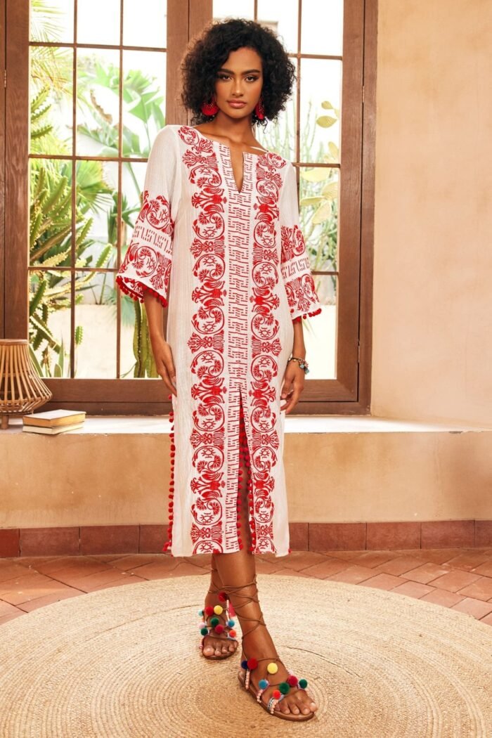 Antonia Embroidered Slip Midi Dress - Image 1