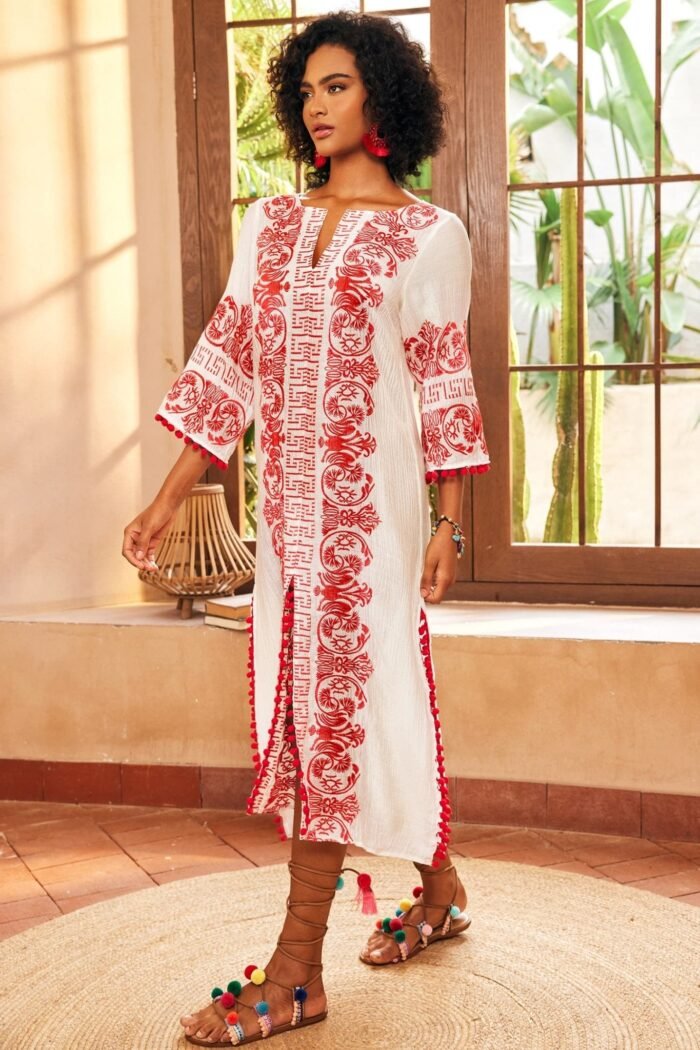 Antonia Embroidered Slip Midi Dress - Image 2