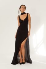 Apphia V-neck Backless Slit Maxi Dress - Image 3