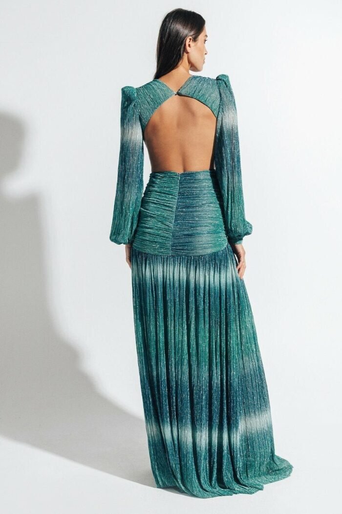 Arabela Printed Shimmer Plisse Maxi Dress - Image 3