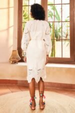 Ariella Embroidered Hollow Midi Dress - Image 4