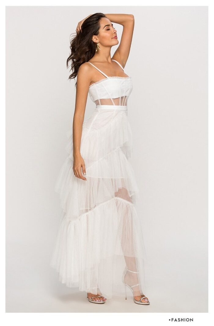 Arlene Corset Leayered Mesh Slip Maxi Dress - Image 8