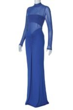 Basia Contrast Mesh Maxi Dress - Image 7
