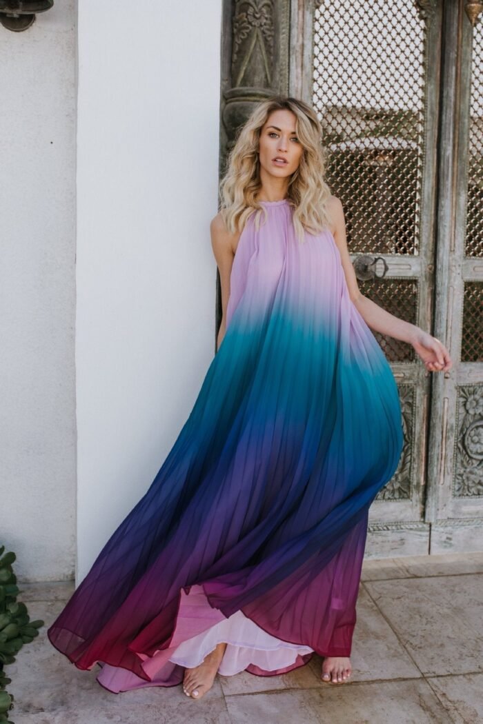 Basia Printed Halterneck Backless Maxi Tent Dress - Image 7