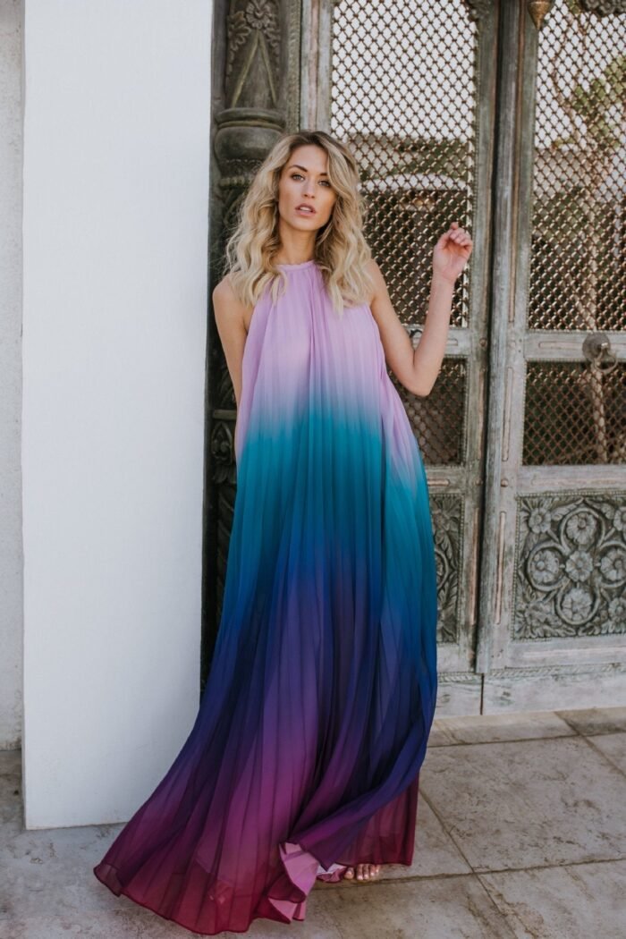 Basia Printed Halterneck Backless Maxi Tent Dress - Image 5
