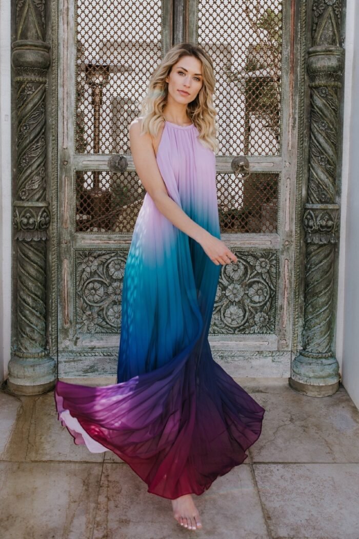 Basia Printed Halterneck Backless Maxi Tent Dress - Image 6