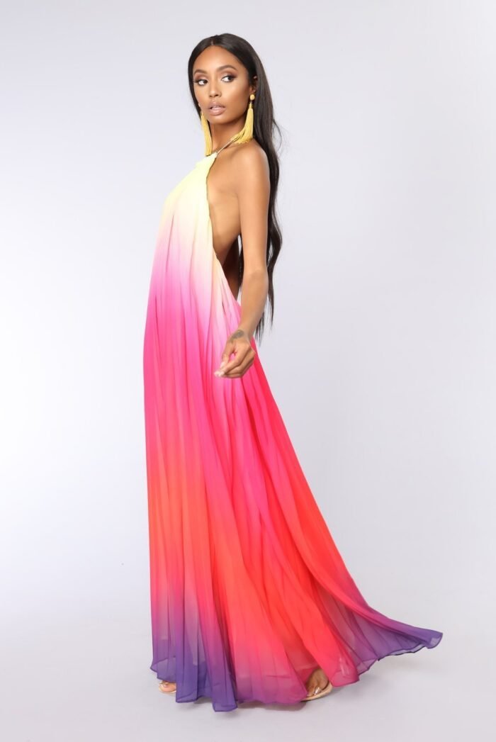 Basia Printed Halterneck Backless Maxi Tent Dress - Image 3