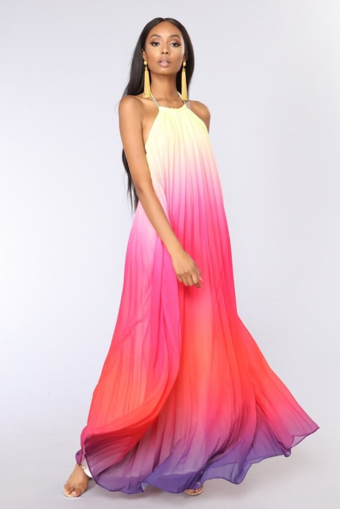 Basia Printed Halterneck Backless Maxi Tent Dress - Image 1