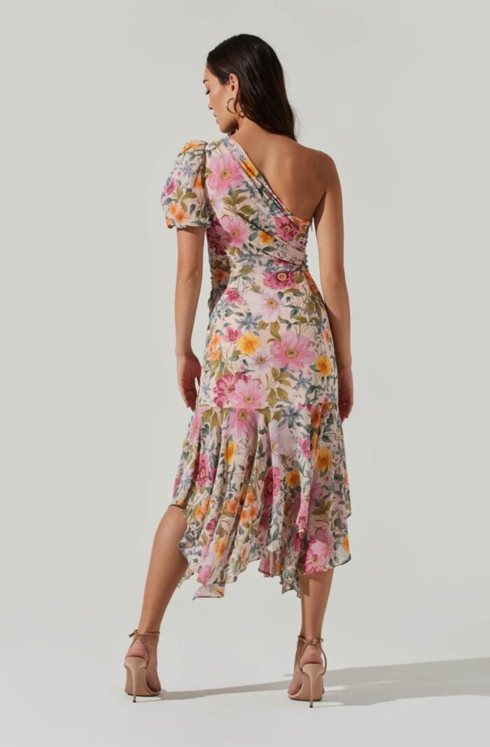 Bblythe Printed One-shoulder Flare Midi Dress - Image 5