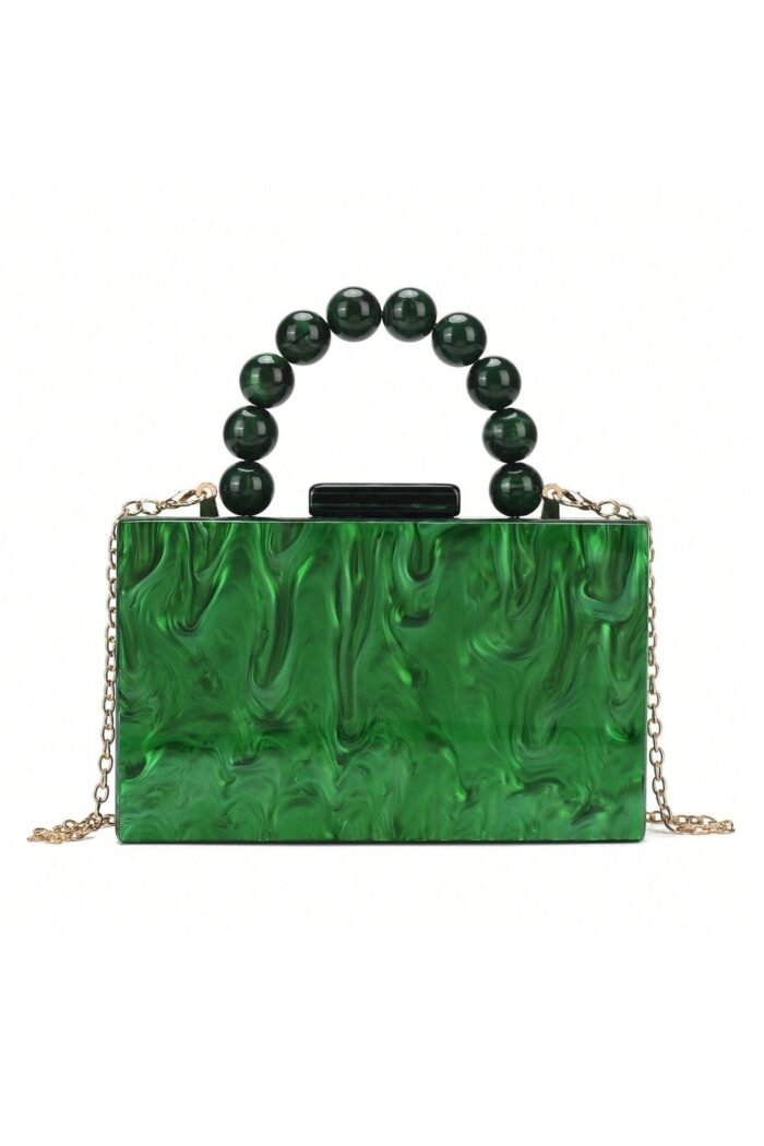 Beaded Chain Marbling Handbag - Image 1