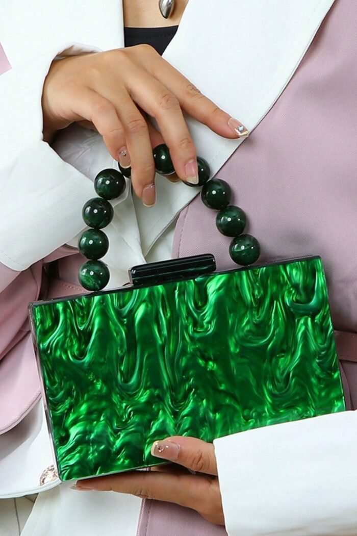 Beaded Chain Marbling Handbag - Image 3