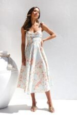 Beata Printed Strap Midi Dress - Image 9