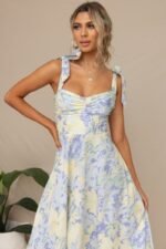 Beata Printed Strap Midi Dress - Image 2