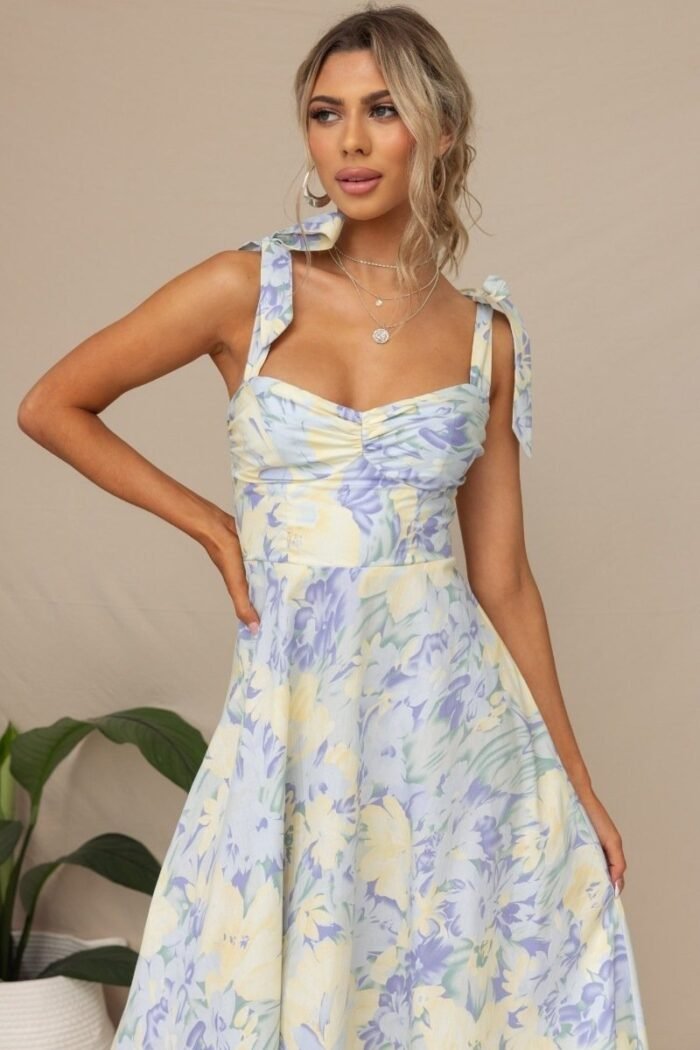 Beata Printed Strap Midi Dress - Image 2
