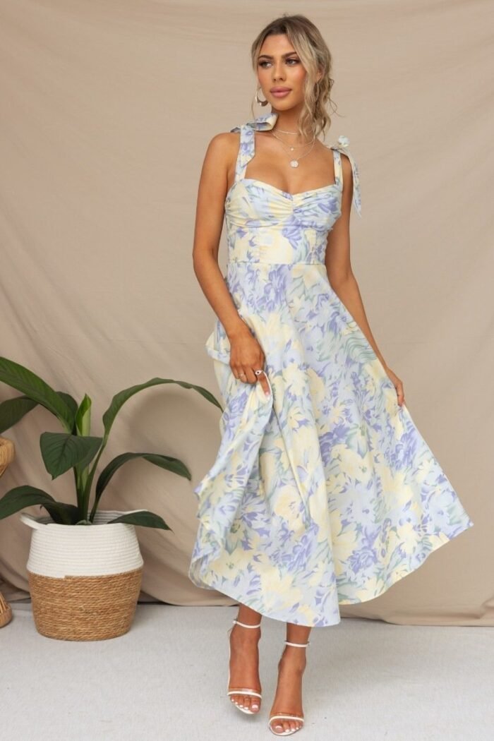 Beata Printed Strap Midi Dress - Image 1