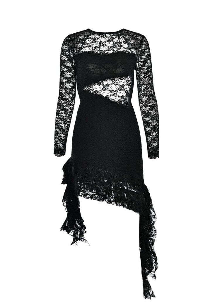 Belen Backless Ruffle Lace Mini Dress - Image 10
