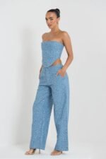 Belinda Sequins Denim Pants Set - Image 2