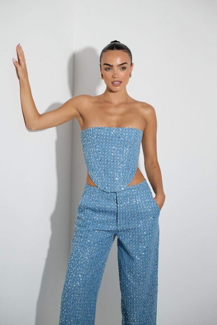 Belinda Sequins Denim Pants Set - Image 4