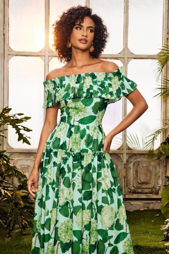 Bess Printed Ruffle Off-shoulder Tiered Maxi Dress - Image 1