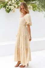 Besty Printed Smock Square Neck Maxi Dress - Image 3