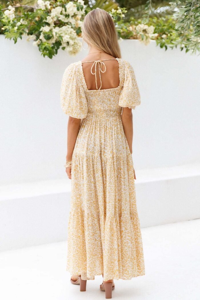 Besty Printed Smock Square Neck Maxi Dress - Image 4